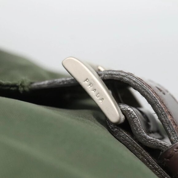 PRADA Shoulder Bag Nylon Khaki Silver Auth - Picture 10 of 16